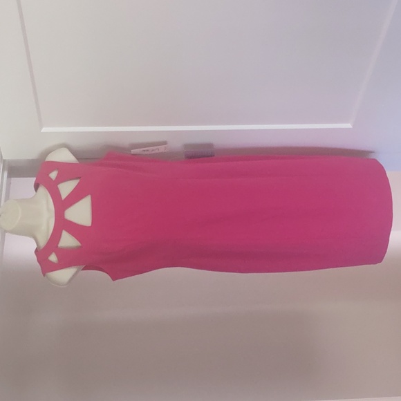 Eliza J Fuchsia Cutout Midi Dress - Size 8 - Picture 2 of 9